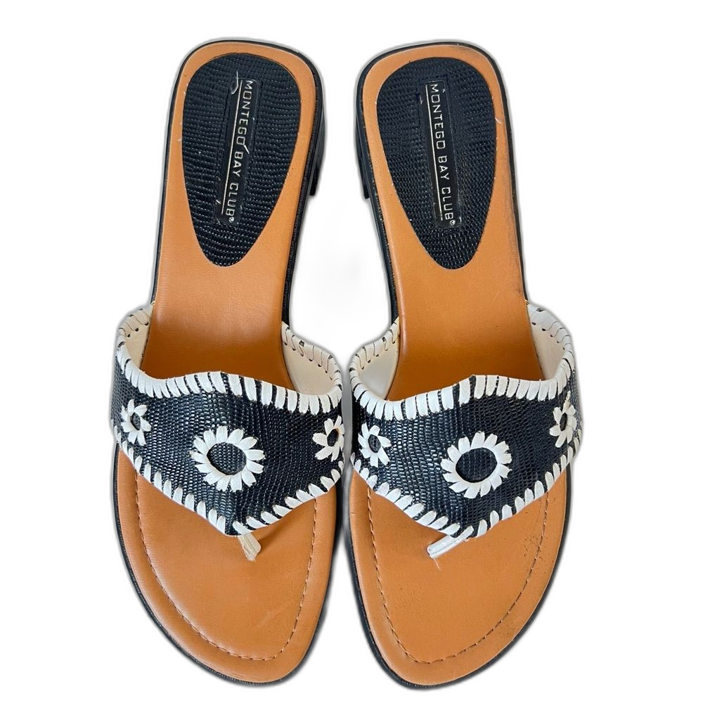 Montego Bay Club Women's Black and White Boho Southwestern Sandals Size 8.5 - Picture 3 of 14